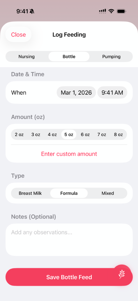 Log Feeding Timer
